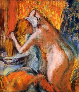 After the Bath, Woman Drying Her Hair by Oil Painting Reproduction