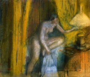 Bedtime also known as Woman Extinguishing Her Lamp by Oil Painting Reproduction