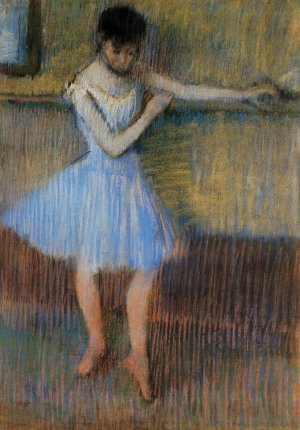 Dancer in Blue at the Barre by Oil Painting Reproduction