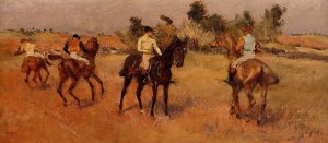 Four Jockeys by Oil Painting Reproduction