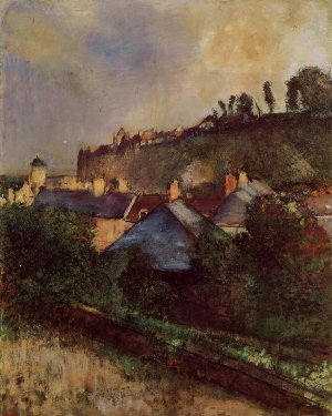 Houses at the Foot of a Cliff by Oil Painting Reproduction