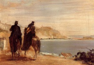 Promenade by the Sea by Oil Painting Reproduction