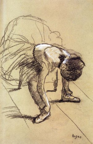 Seated Dancer Adjusting Her Shoes by Oil Painting Reproduction