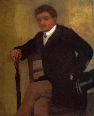 Seated Young Man in a Jacket with an Umbrella by Oil Painting Reproduction