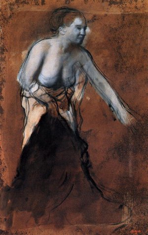 Standing Female Figure with Bared Torso by Oil Painting Reproduction