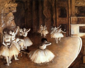 The Ballet Rehearsal on Stage by Oil Painting Reproduction