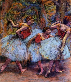 Three Dancers, Blue Skirts, Red Blouses