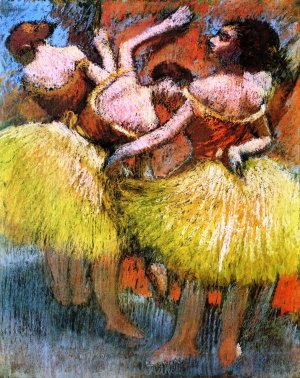 Three Dancers, Yellow Skirts, Red Blouses by Oil Painting Reproduction