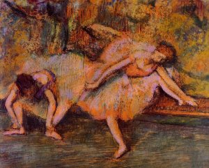 Two Dancers on a Bench by Oil Painting Reproduction