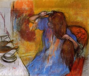 Woman Brushing Her Hair by Oil Painting Reproduction