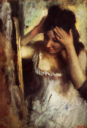 Woman Combing Her Hair Before a Mirror by Oil Painting Reproduction