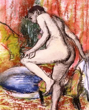 Woman Drying Herself after Bathing by Oil Painting Reproduction