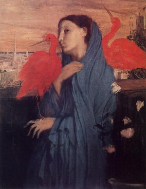 Woman on a Terrace also known as Young Woman and Ibis by Oil Painting Reproduction