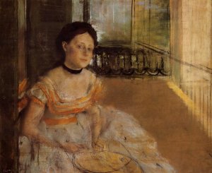 Woman Seated on a Balcony by Oil Painting Reproduction