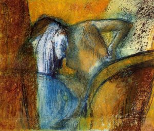 Woman Seen from Behind, Drying Hair by Oil Painting Reproduction