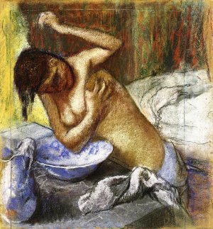 Woman Sponging Her Chest by Oil Painting Reproduction