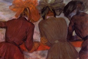 Women Leaning on a Railing by Oil Painting Reproduction