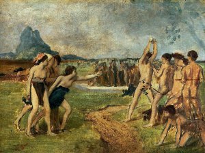 Young Spartans Exercising by Oil Painting Reproduction