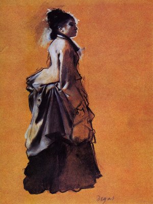 Young Woman in Street Dress by Oil Painting Reproduction